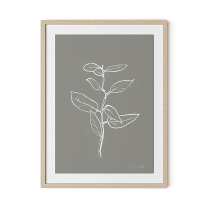 Eucalyptus Sapling - Muddled Framed Paper / 24 x 32 in / Natural Maple