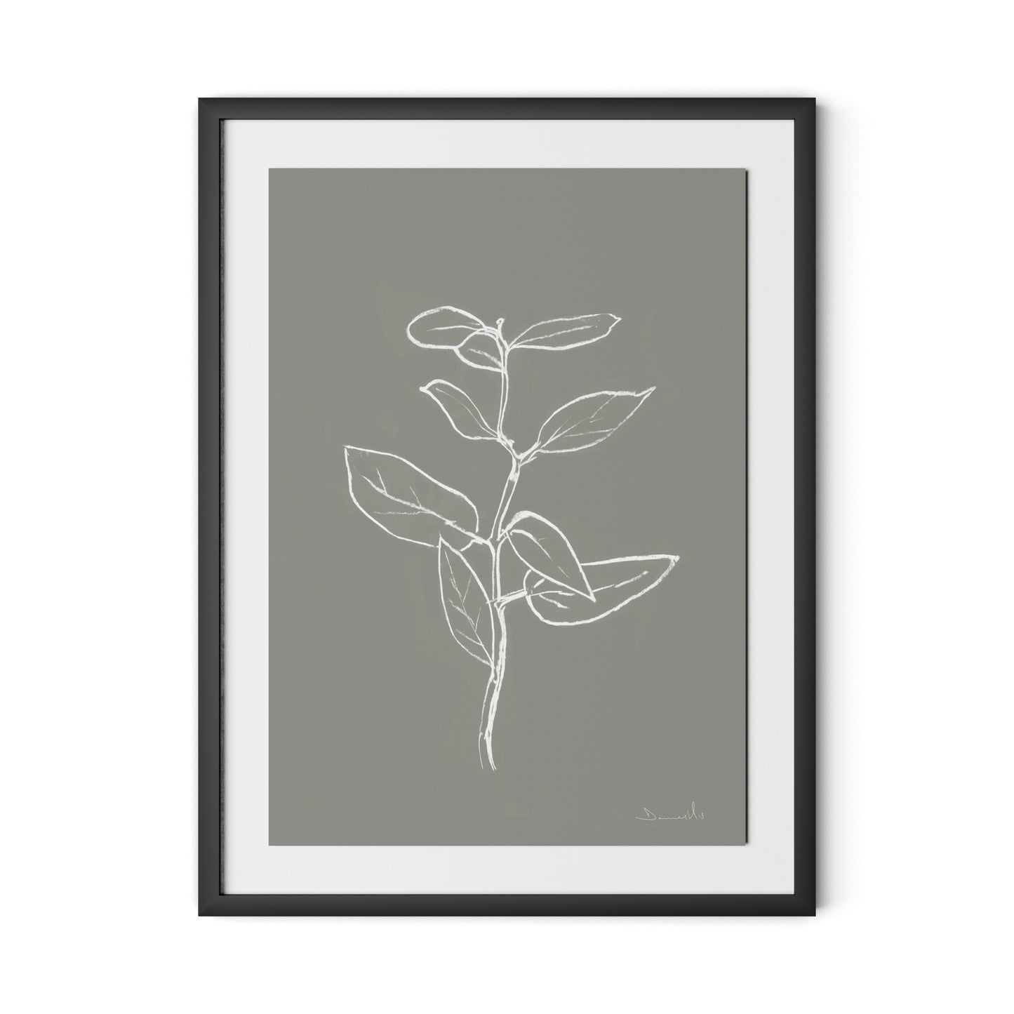 Eucalyptus Sapling - Muddled Framed Paper / 24 x 32 in / Black