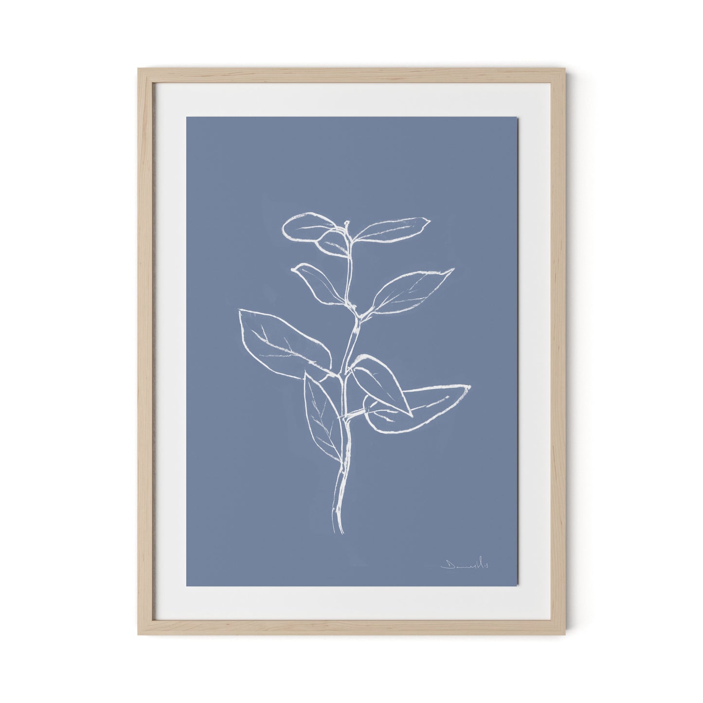 Eucalyptus Sapling Framed Paper / 24 x 32 in / Natural Maple