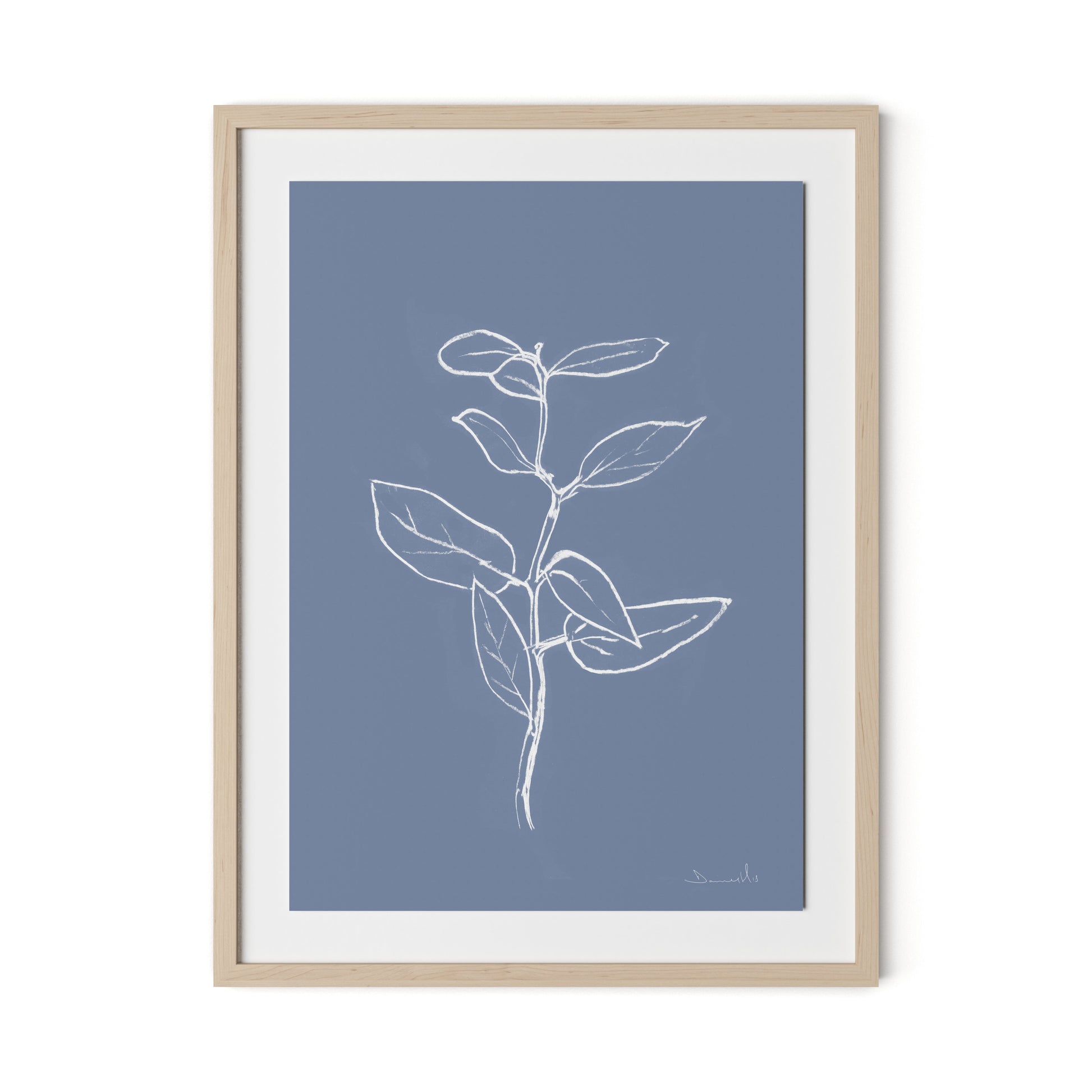 Eucalyptus Sapling Framed Paper / 24 x 32 in / Natural Maple