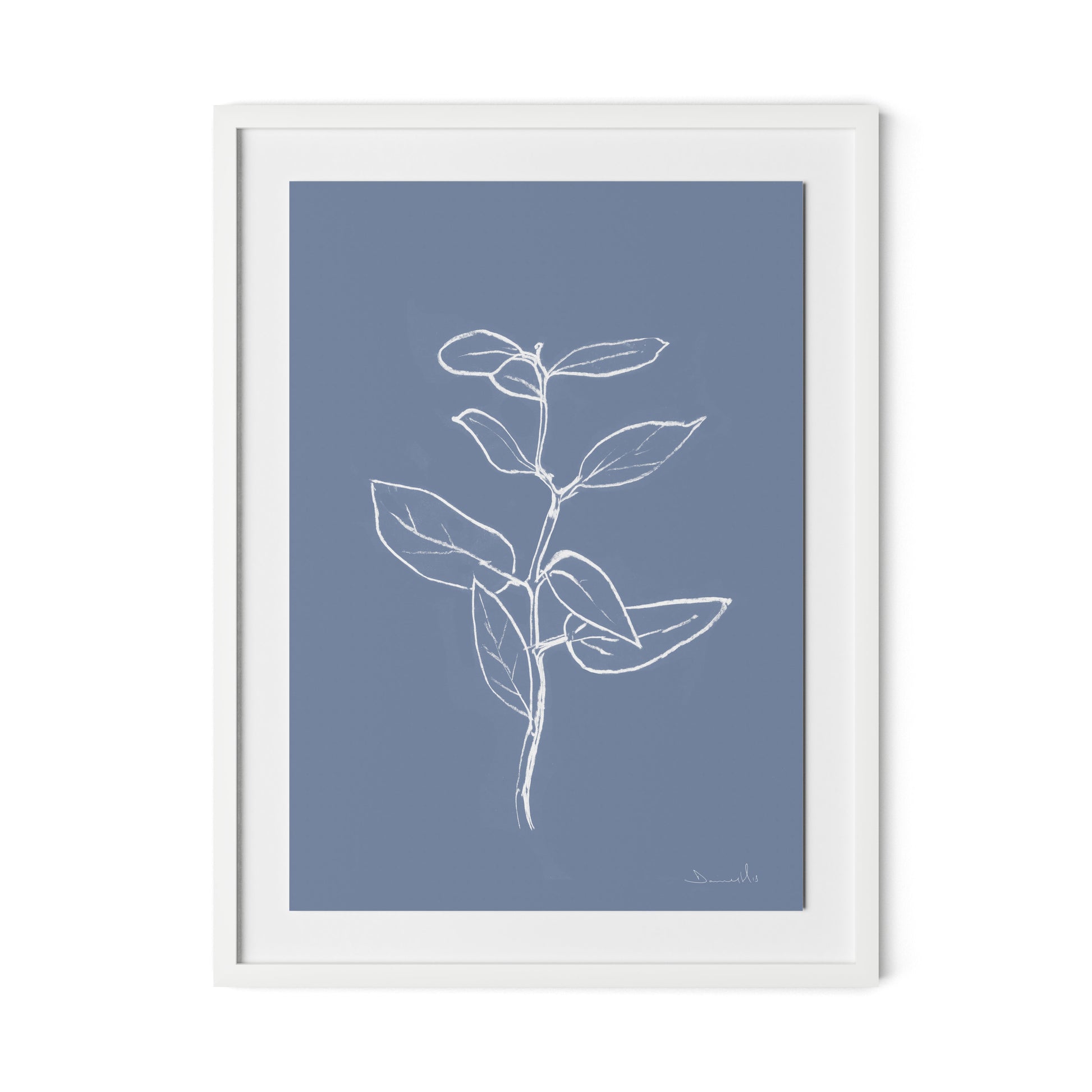 Eucalyptus Sapling Framed Paper / 24 x 32 in / White