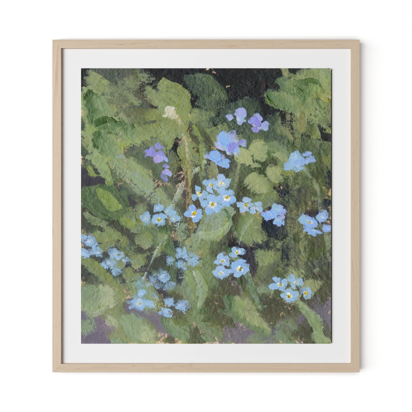 Forget Me Nots Framed Paper / 29.5 x 32 in / Natural Maple