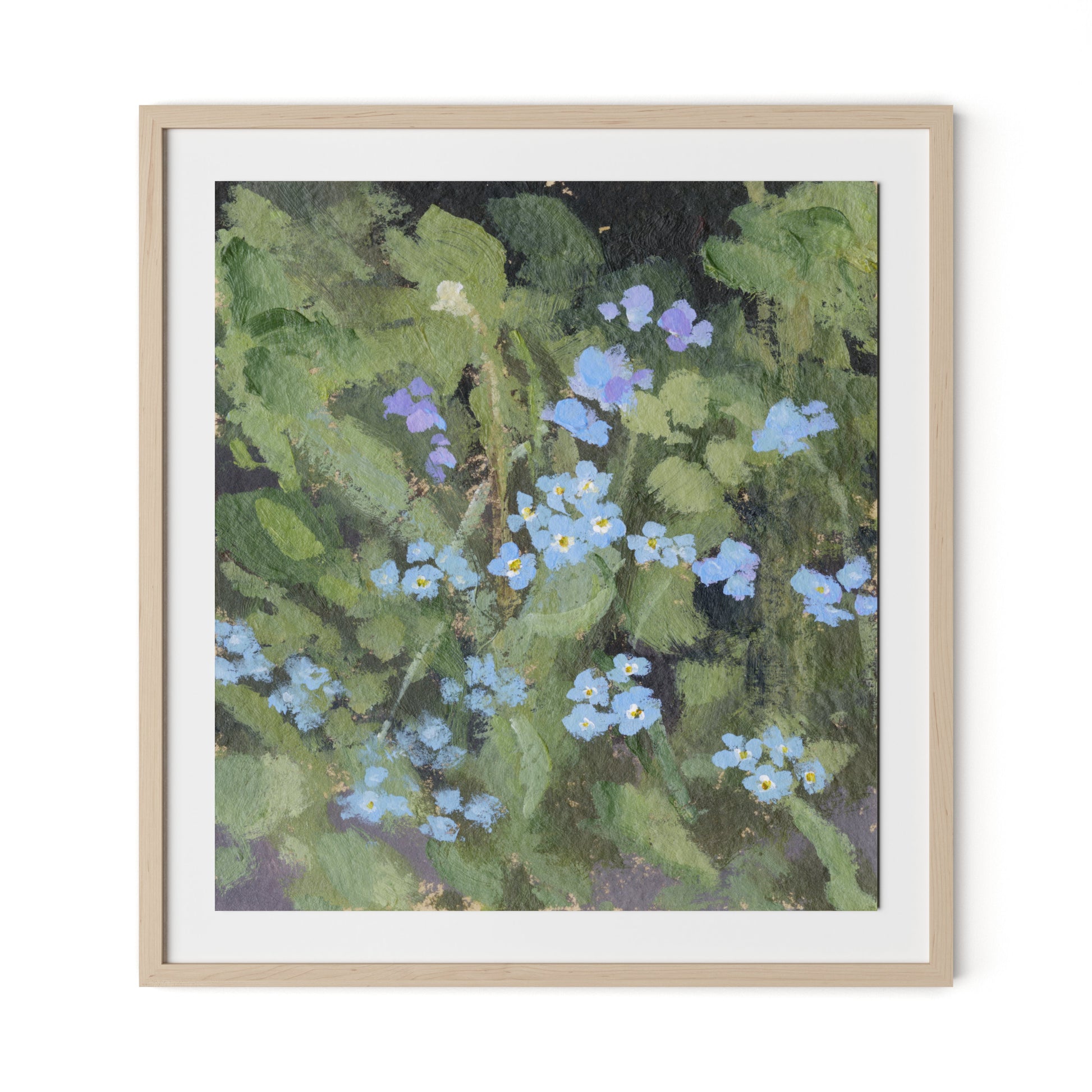 Forget Me Nots Framed Paper / 29.5 x 32 in / Natural Maple