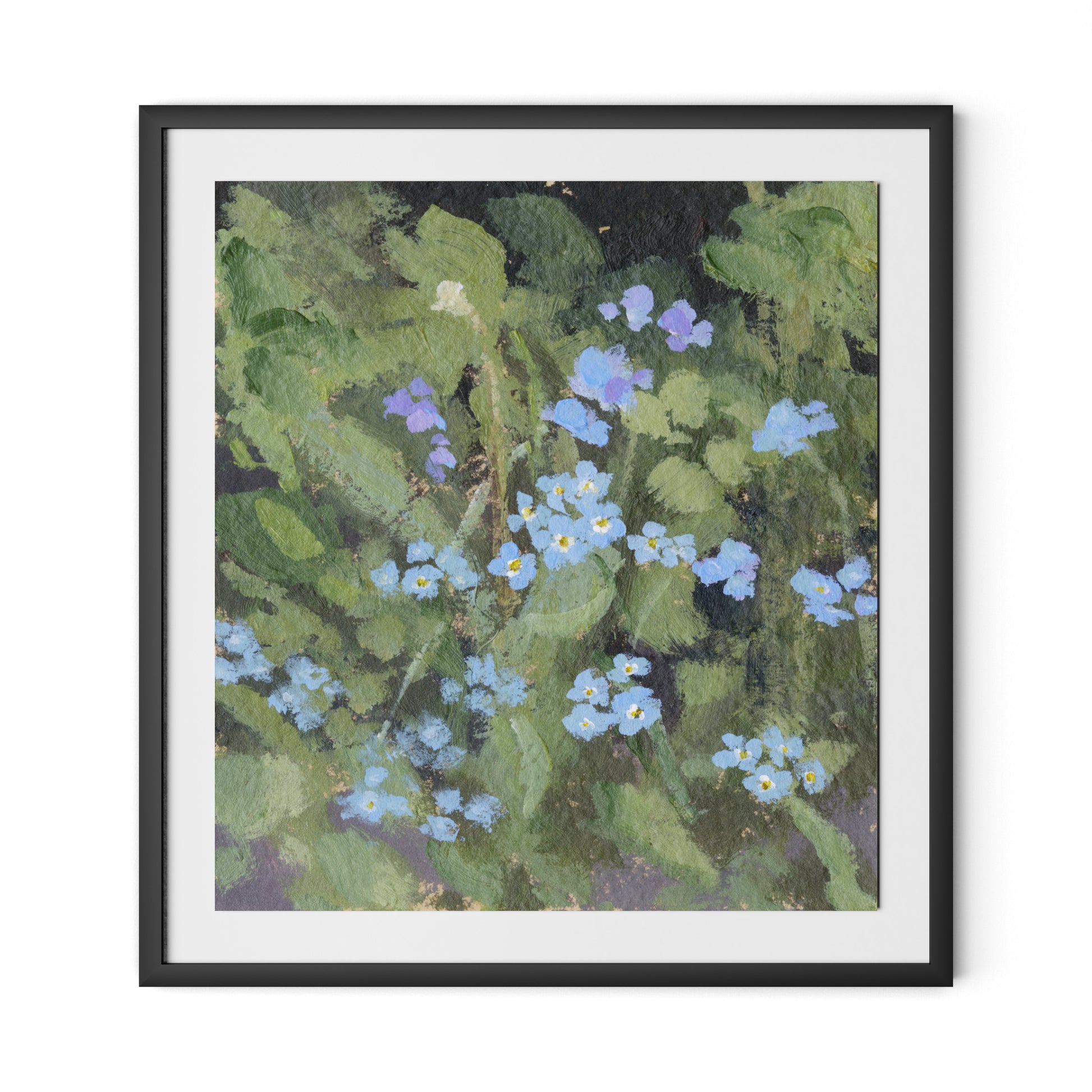 Forget Me Nots Framed Paper / 29.5 x 32 in / Black
