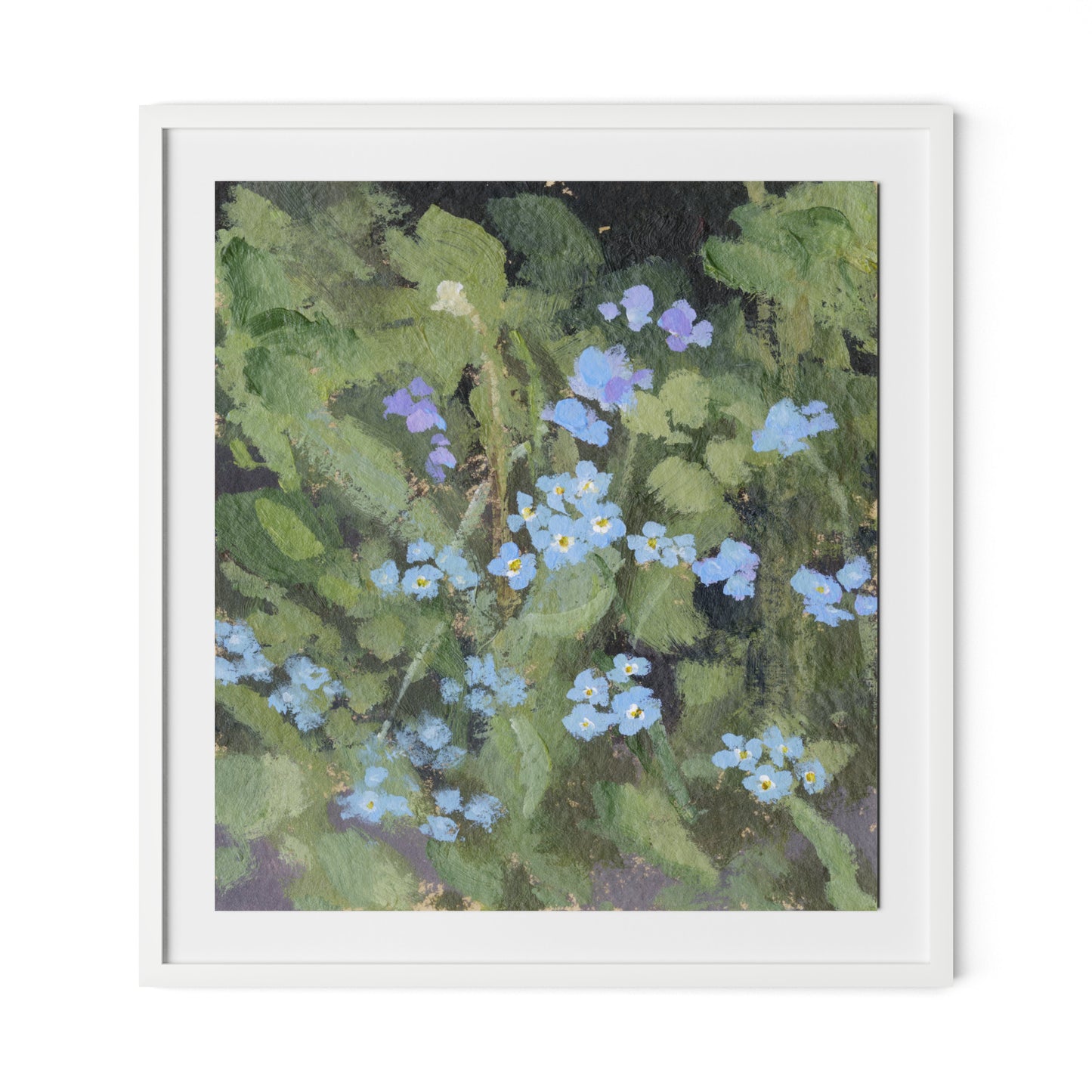 Forget Me Nots Framed Paper / 29.5 x 32 in / White