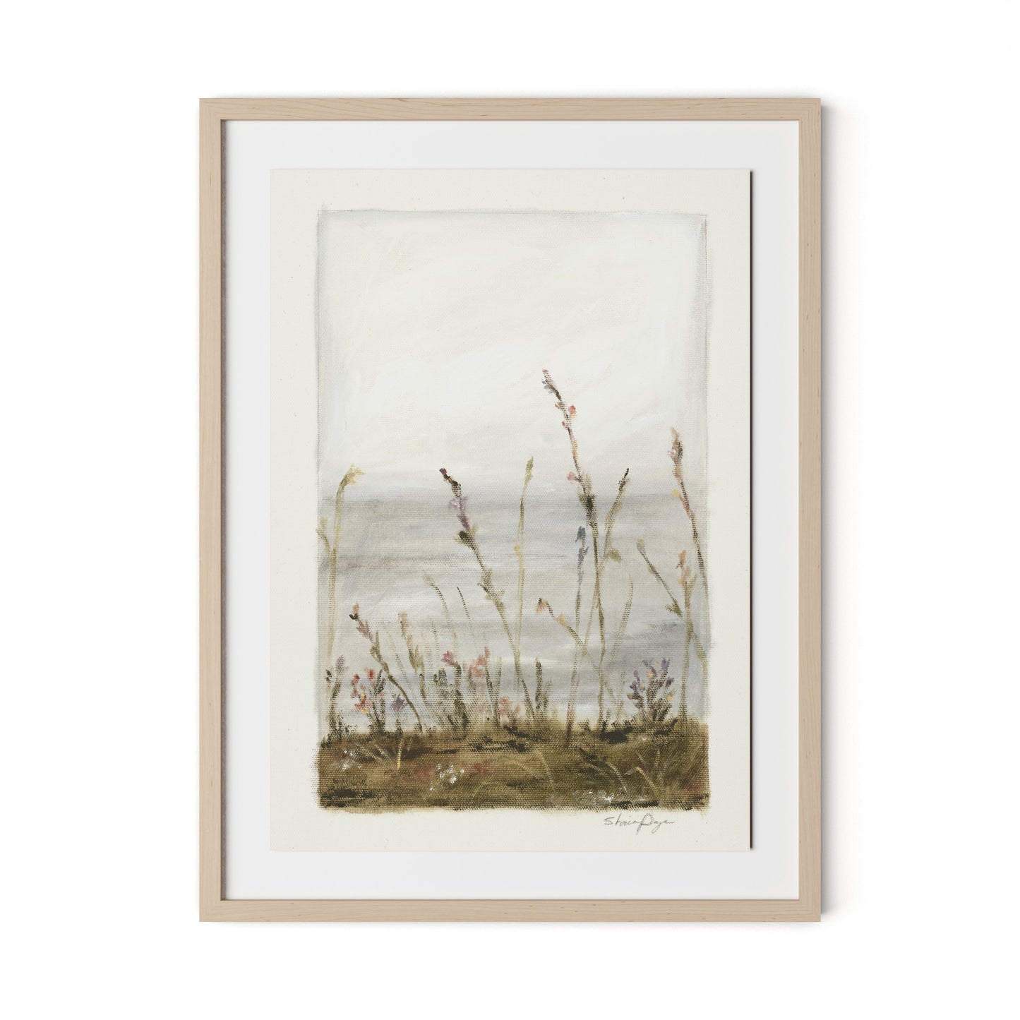 Lakeside Florets Framed Paper / 24 x 32 in / Natural Maple