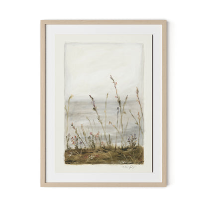 Lakeside Florets Framed Paper / 24 x 32 in / Natural Maple