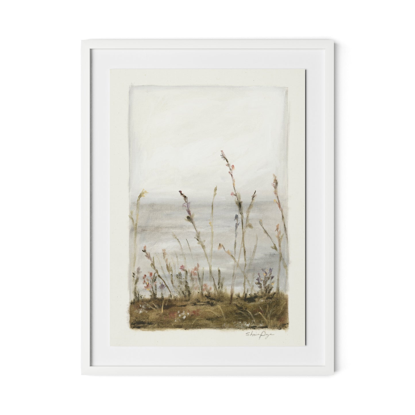 Lakeside Florets Framed Paper / 24 x 32 in / White