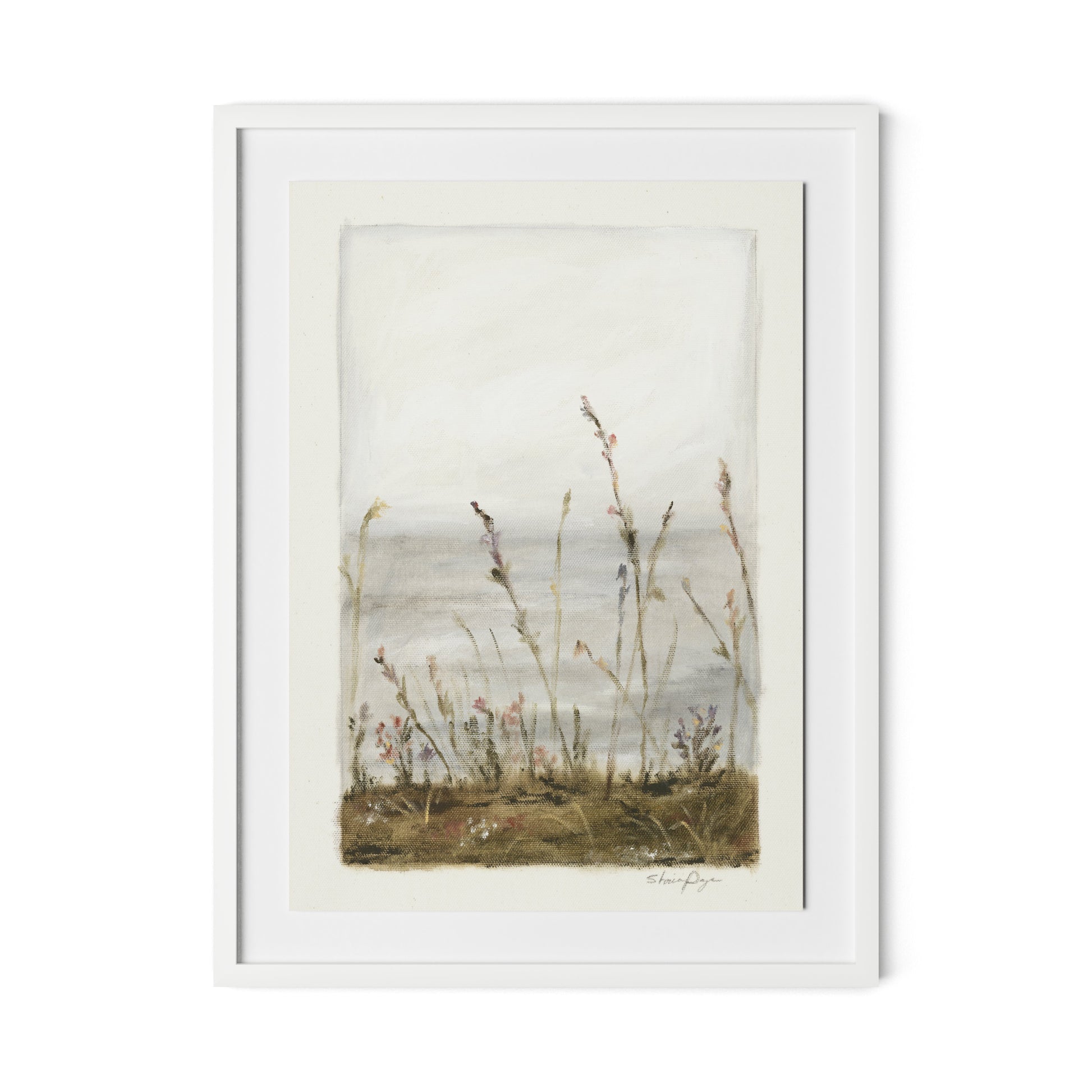 Lakeside Florets Framed Paper / 24 x 32 in / White