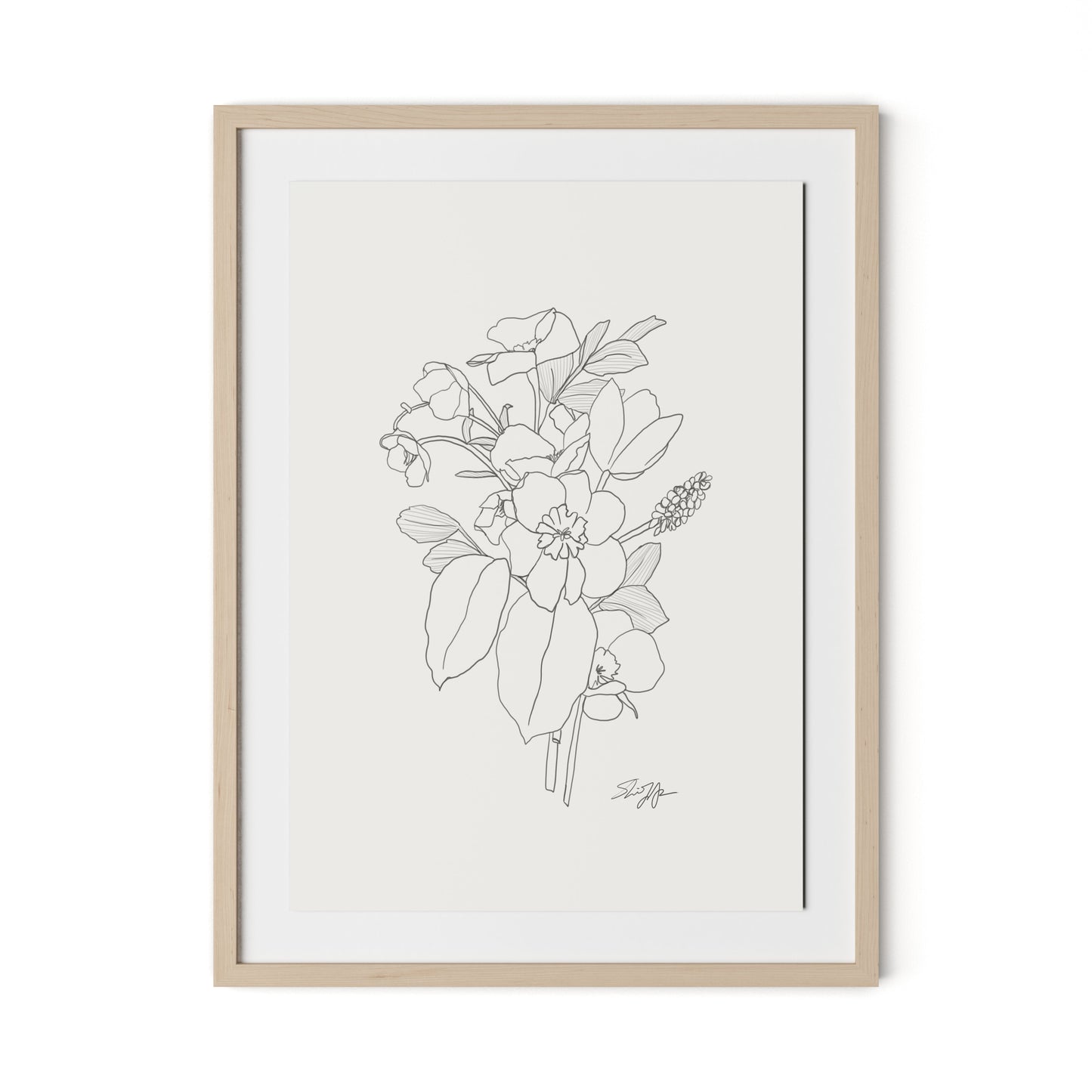 All Flowers Framed Paper / 24 x 32 in / Natural Maple