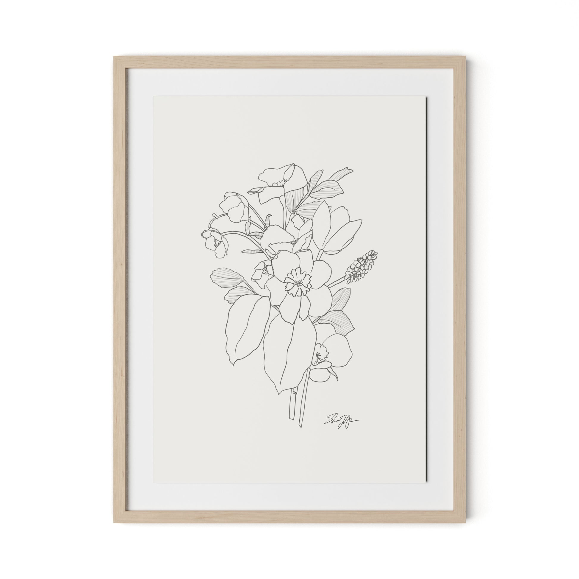 All Flowers Framed Paper / 24 x 32 in / Natural Maple