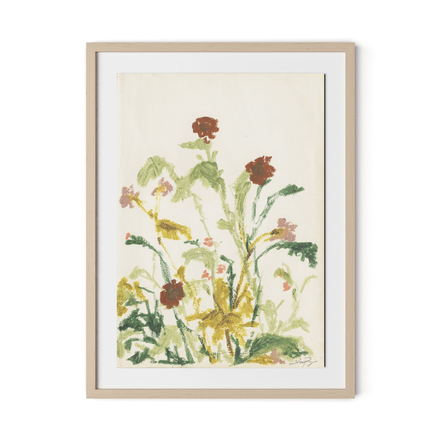 Meadow Rue 2 Framed Paper / 24 x 32 in / Natural Maple