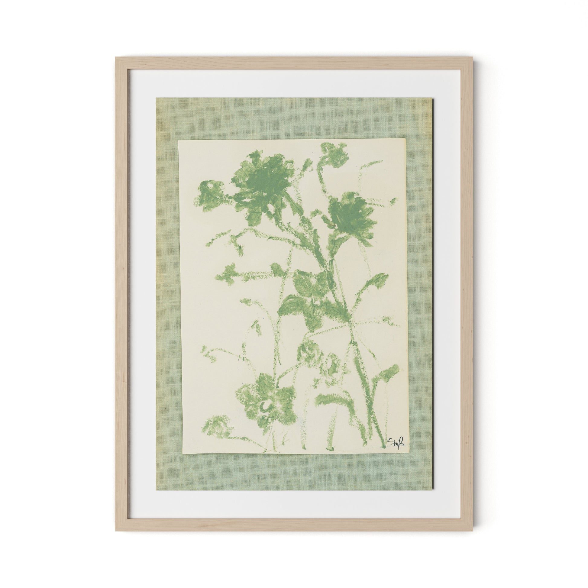 Sage Meadow Rue II Framed Paper / 24 x 32 in / Natural Maple