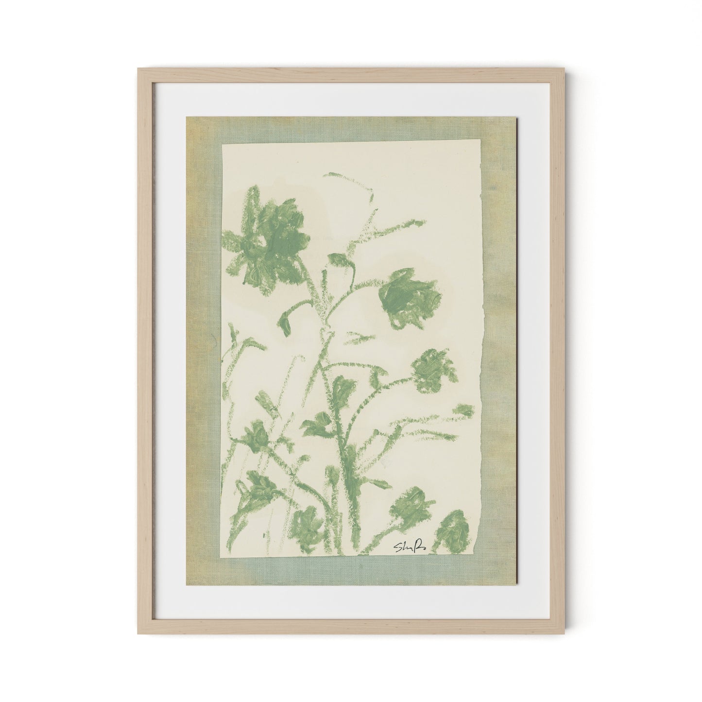 Sage Meadow Rue Framed Paper / 24 x 32 in / Natural Maple