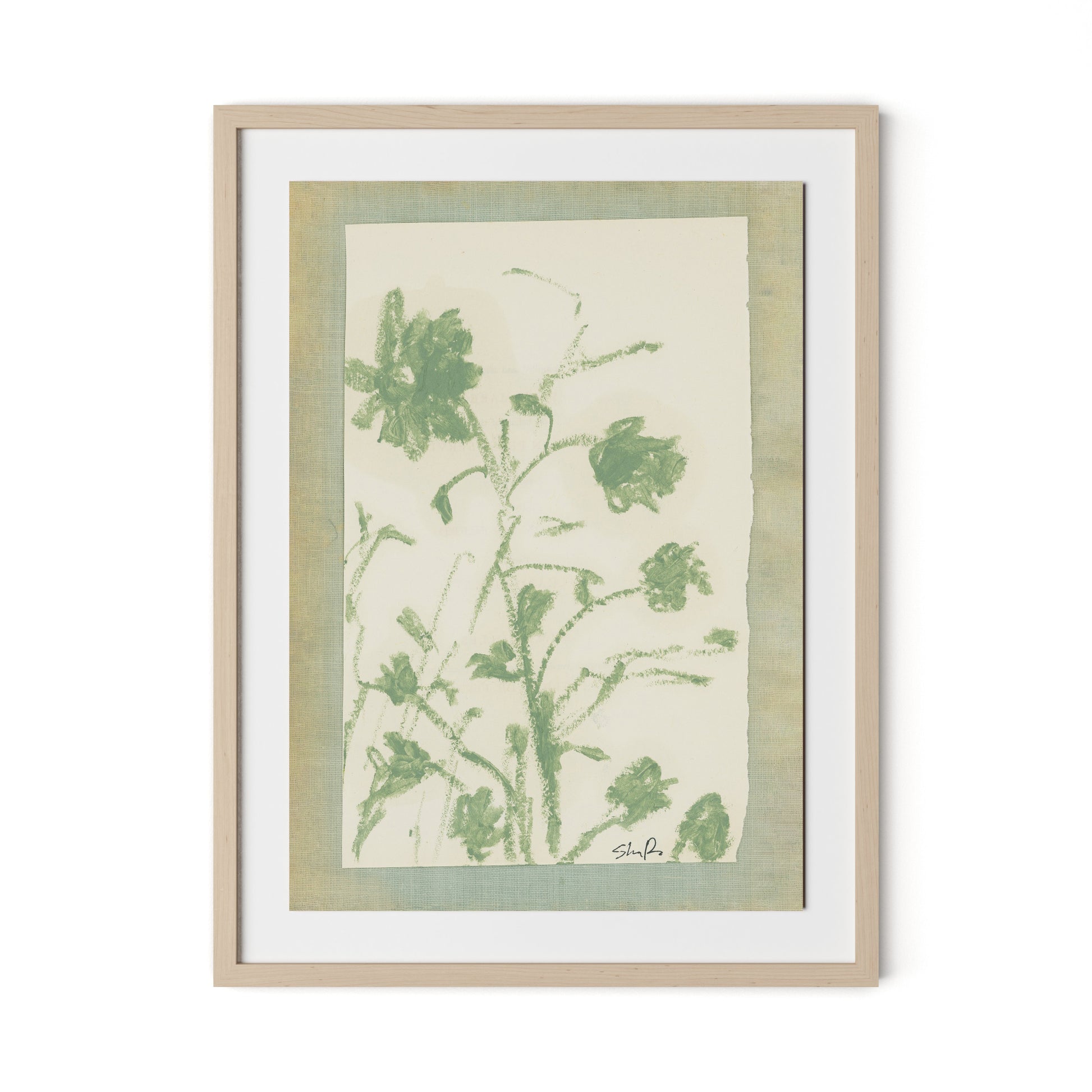 Sage Meadow Rue Framed Paper / 24 x 32 in / Natural Maple
