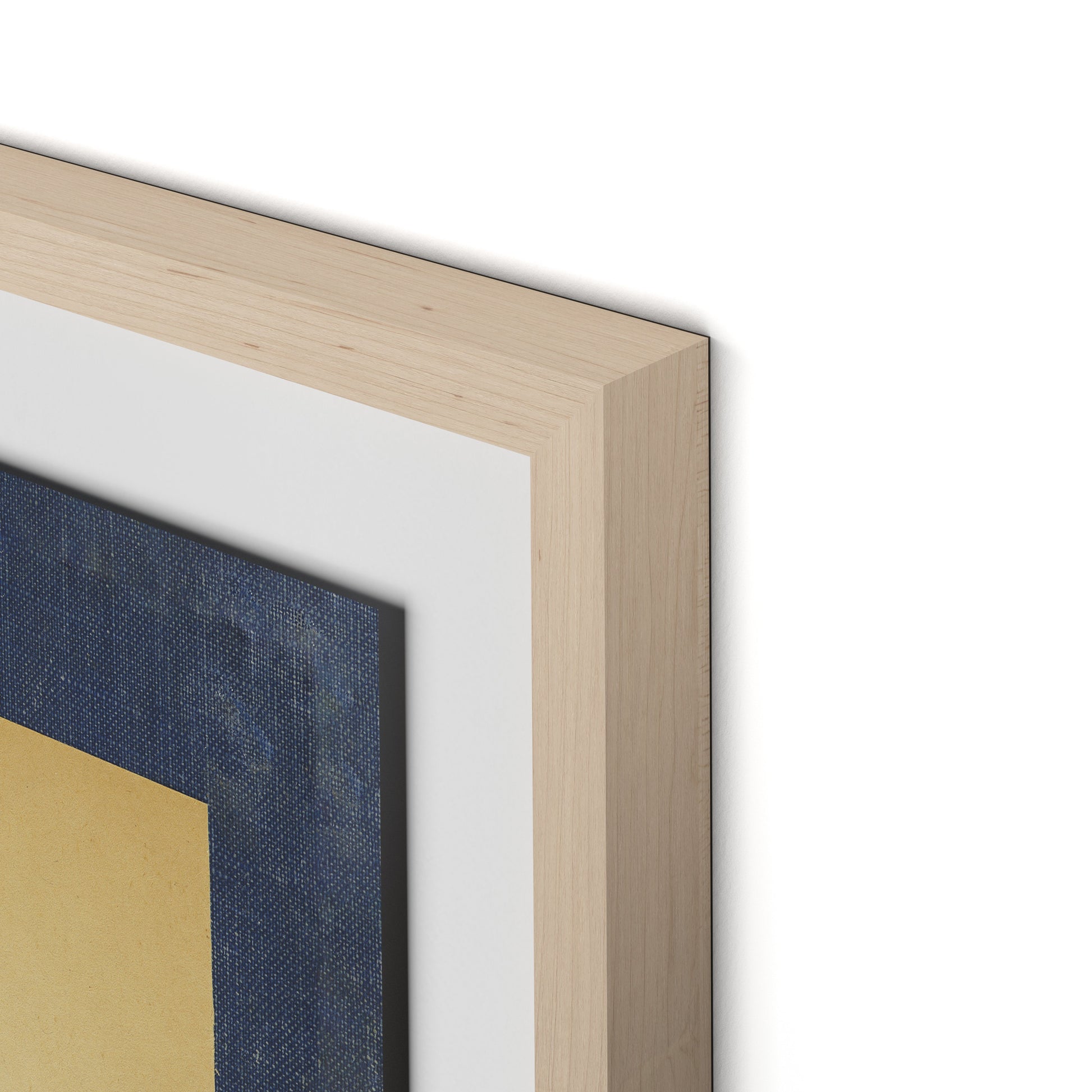 Vintage Blue Daisy Framed Paper / 24 x 32 in / Natural Maple