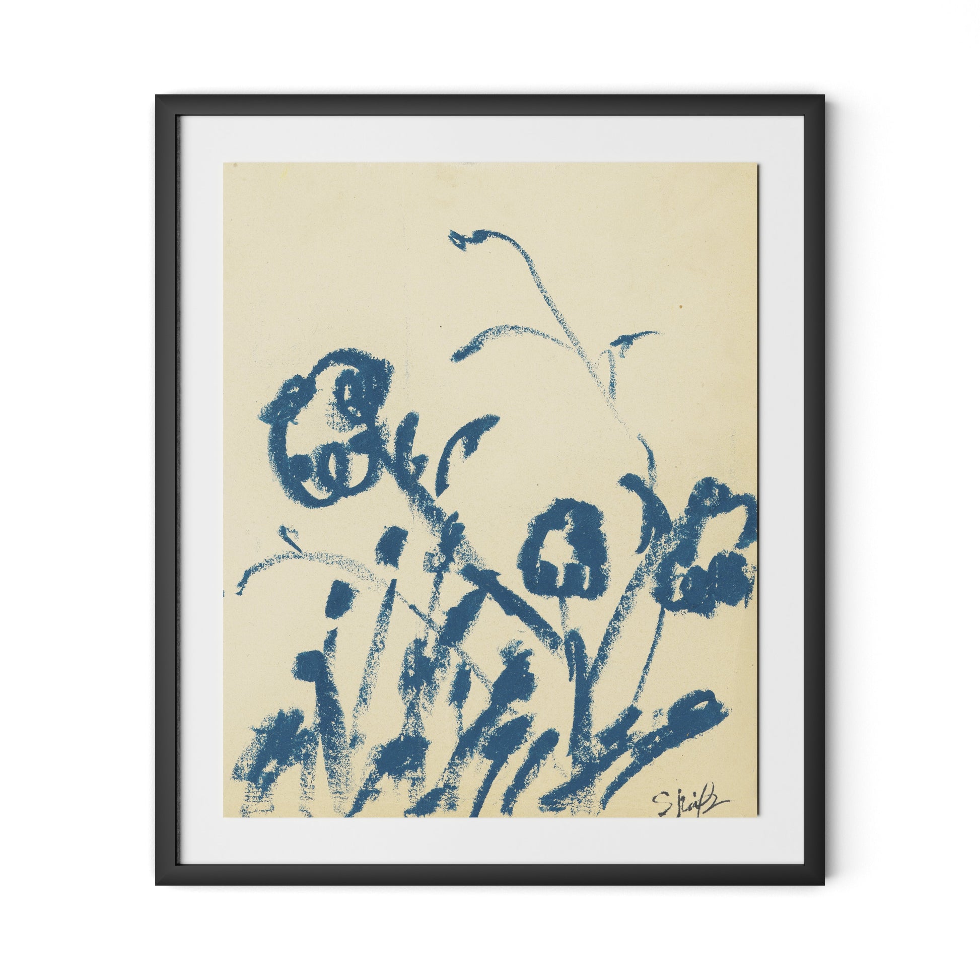 Indigo Meadow Rue Framed Paper / 27 x 32 in / Black