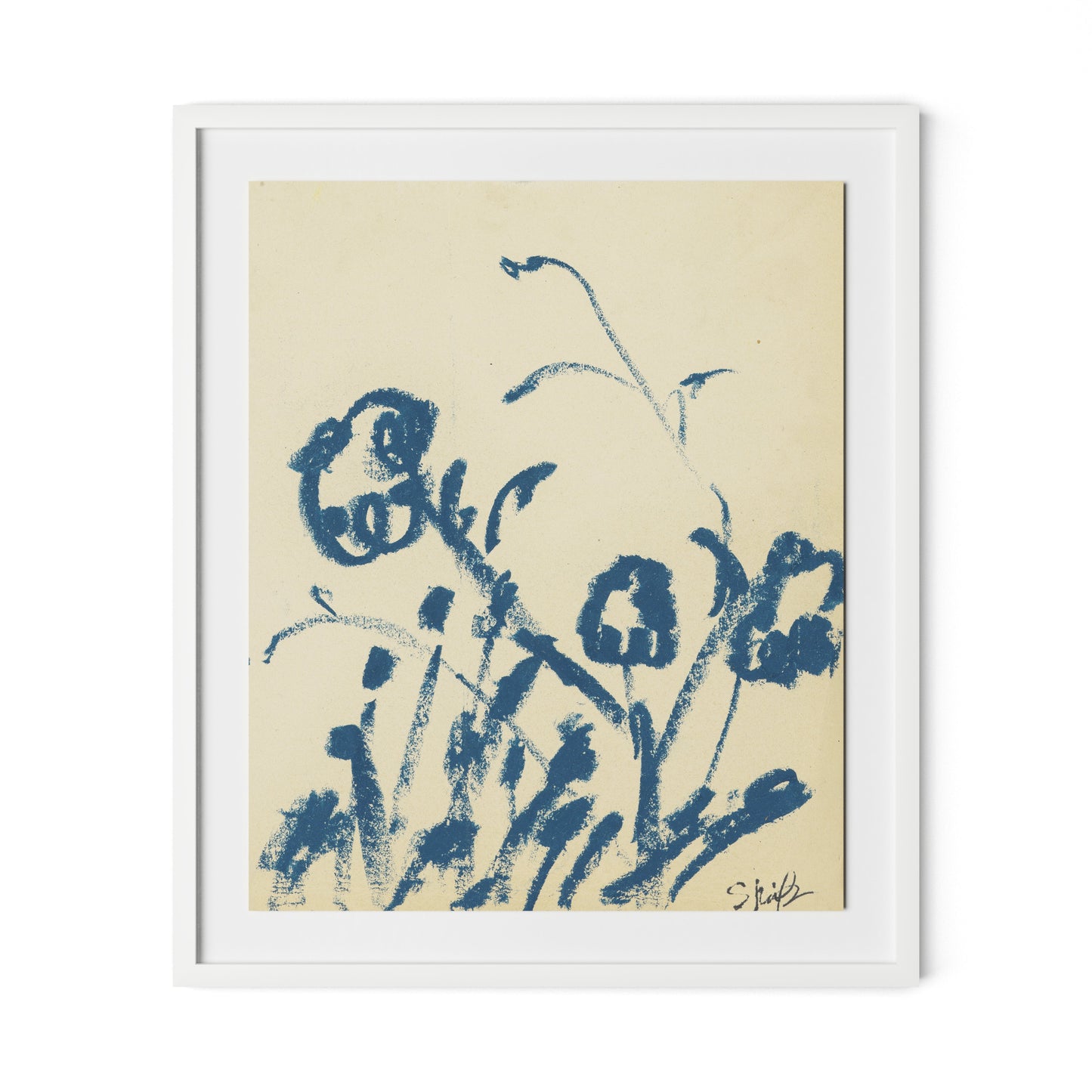 Indigo Meadow Rue Framed Paper / 27 x 32 in / White