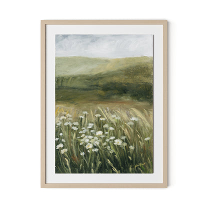 Daisy Field Framed Paper / 24 x 32 in / Natural Maple