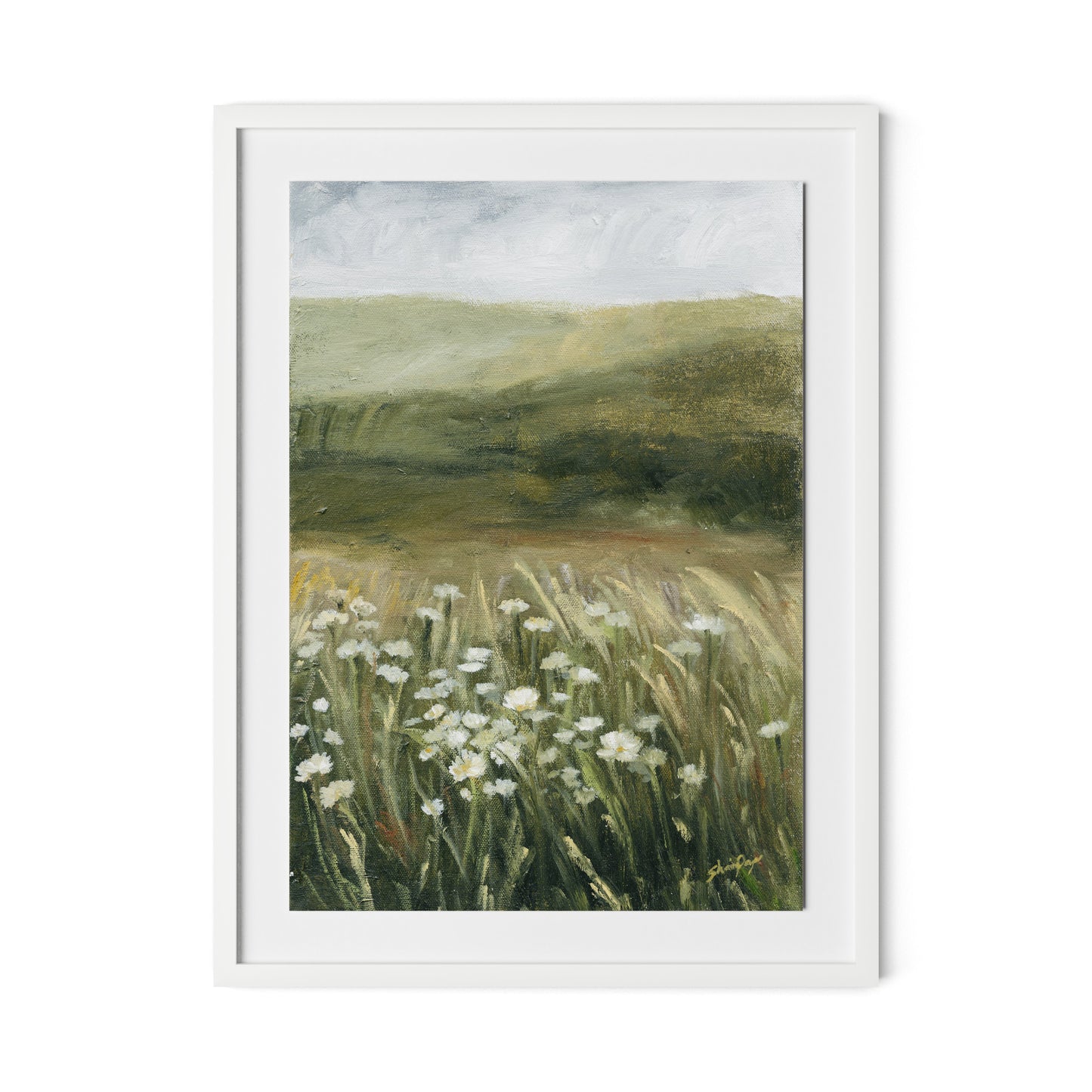 Daisy Field Framed Paper / 24 x 32 in / White