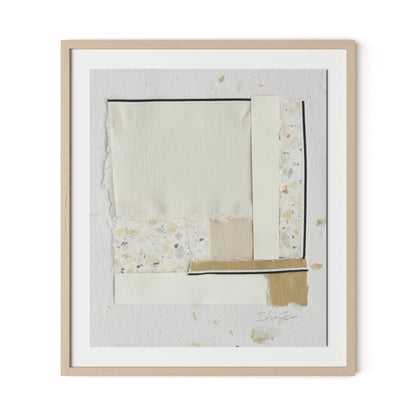 Fabric Collage I Framed Paper / 28 x 32 in / Natural Maple