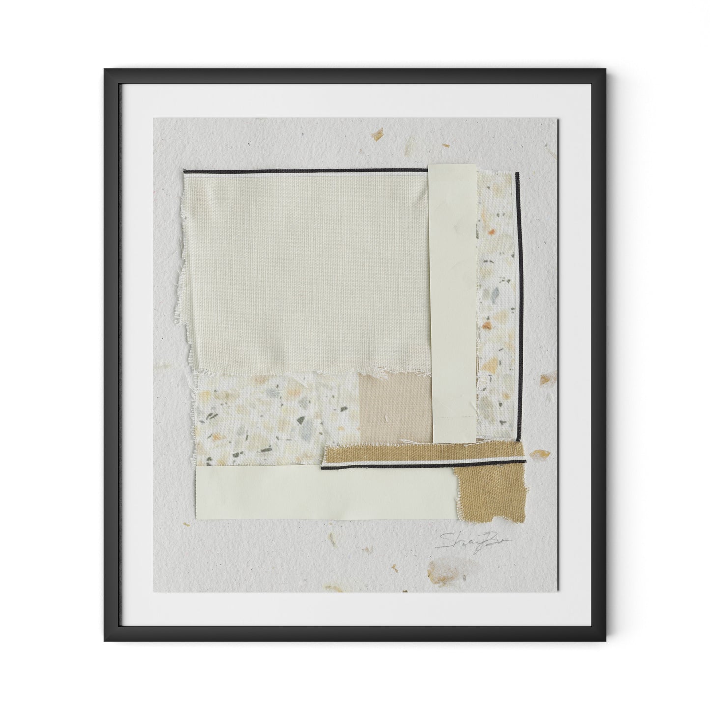 Fabric Collage I Framed Paper / 28 x 32 in / Black