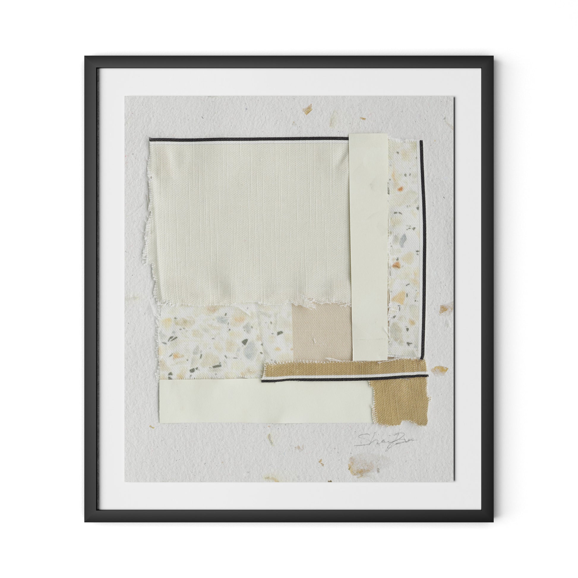 Fabric Collage I Framed Paper / 28 x 32 in / Black