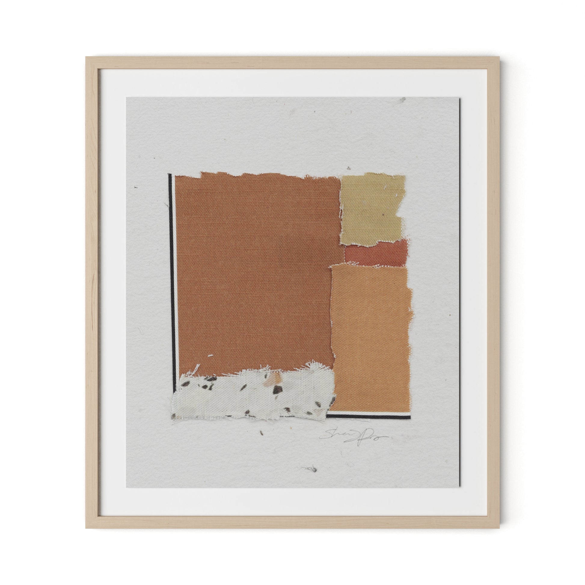 Fabric Collage II Framed Paper / 28 x 32 in / Natural Maple