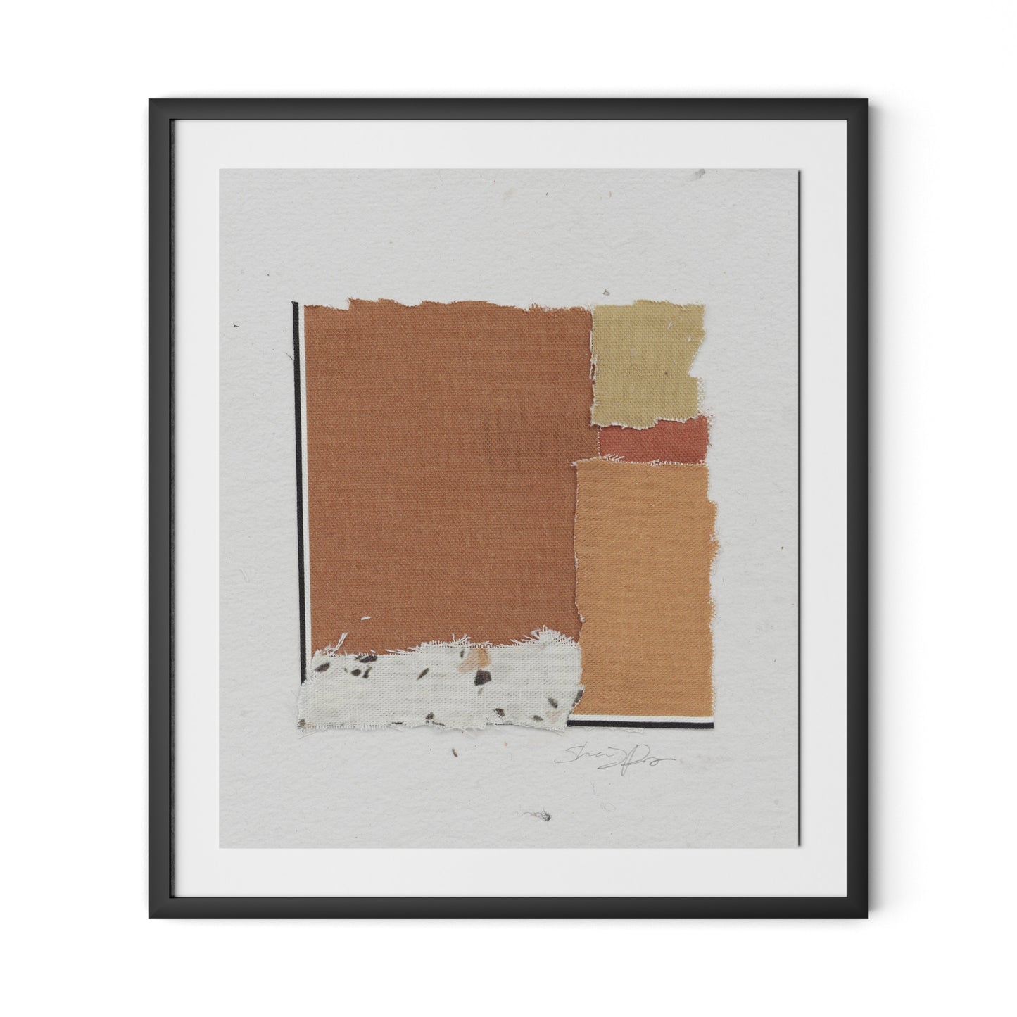 Fabric Collage II Framed Paper / 28 x 32 in / Black