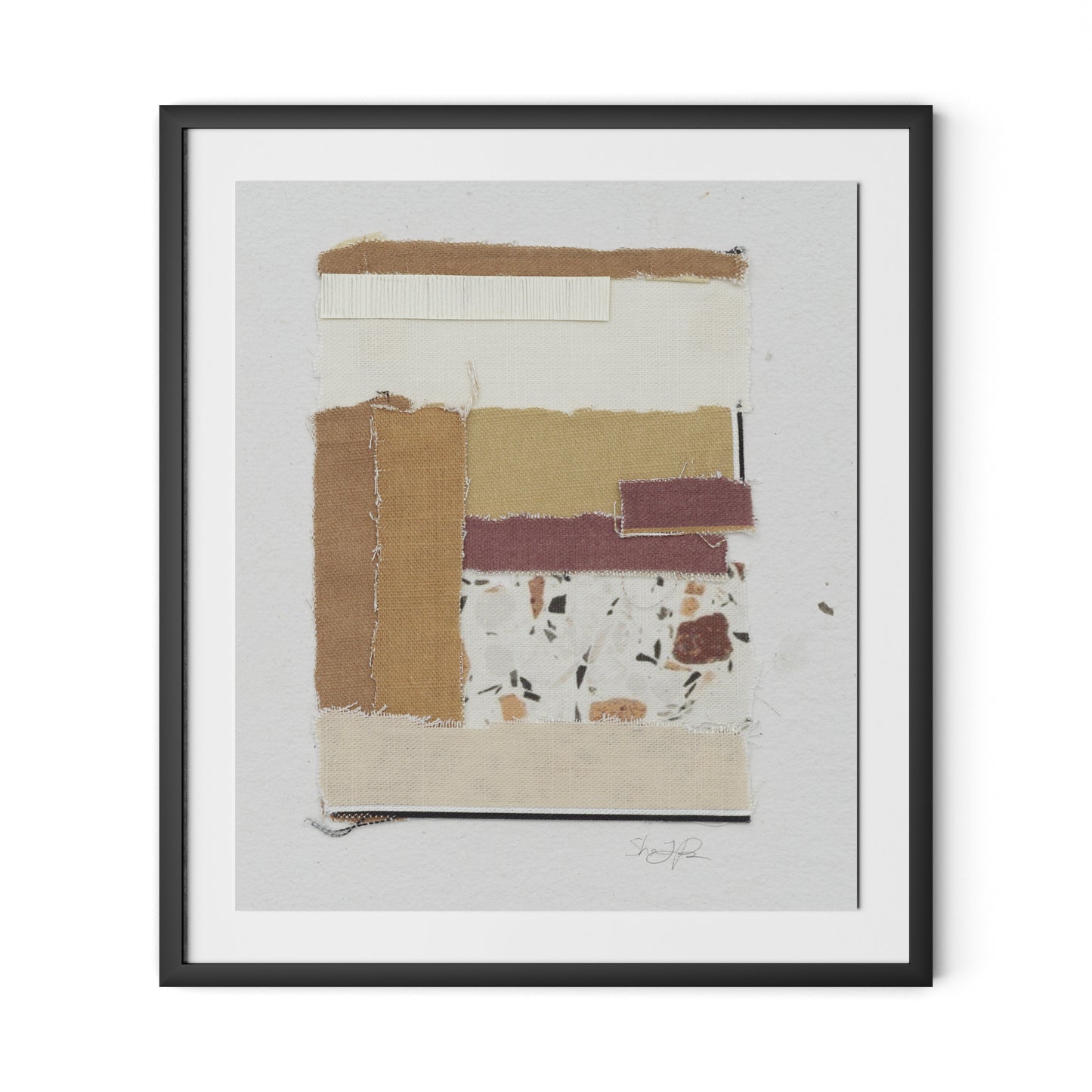 Fabric Collage III Framed Paper / 28 x 32 in / Black