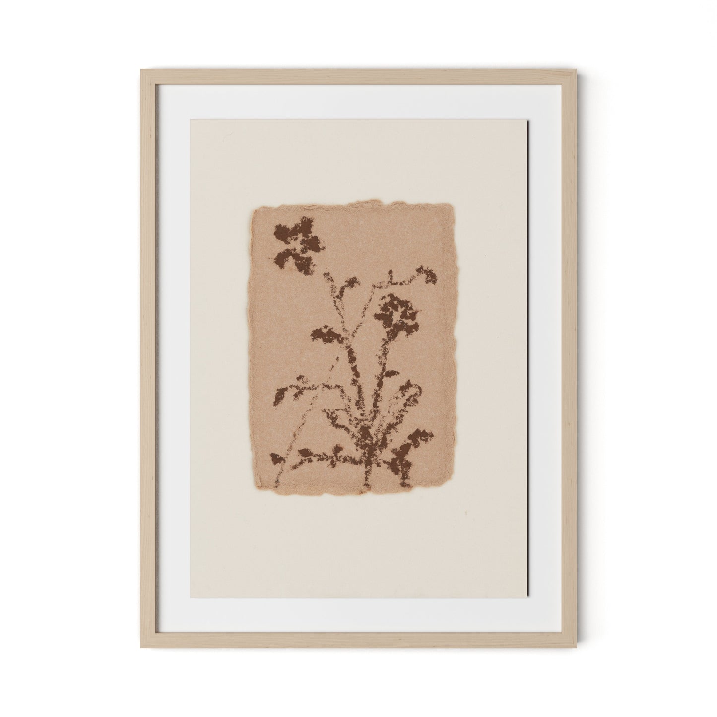 Petal and Water Green Abstract Framed Paper / 24 x 32 in / Natural Maple