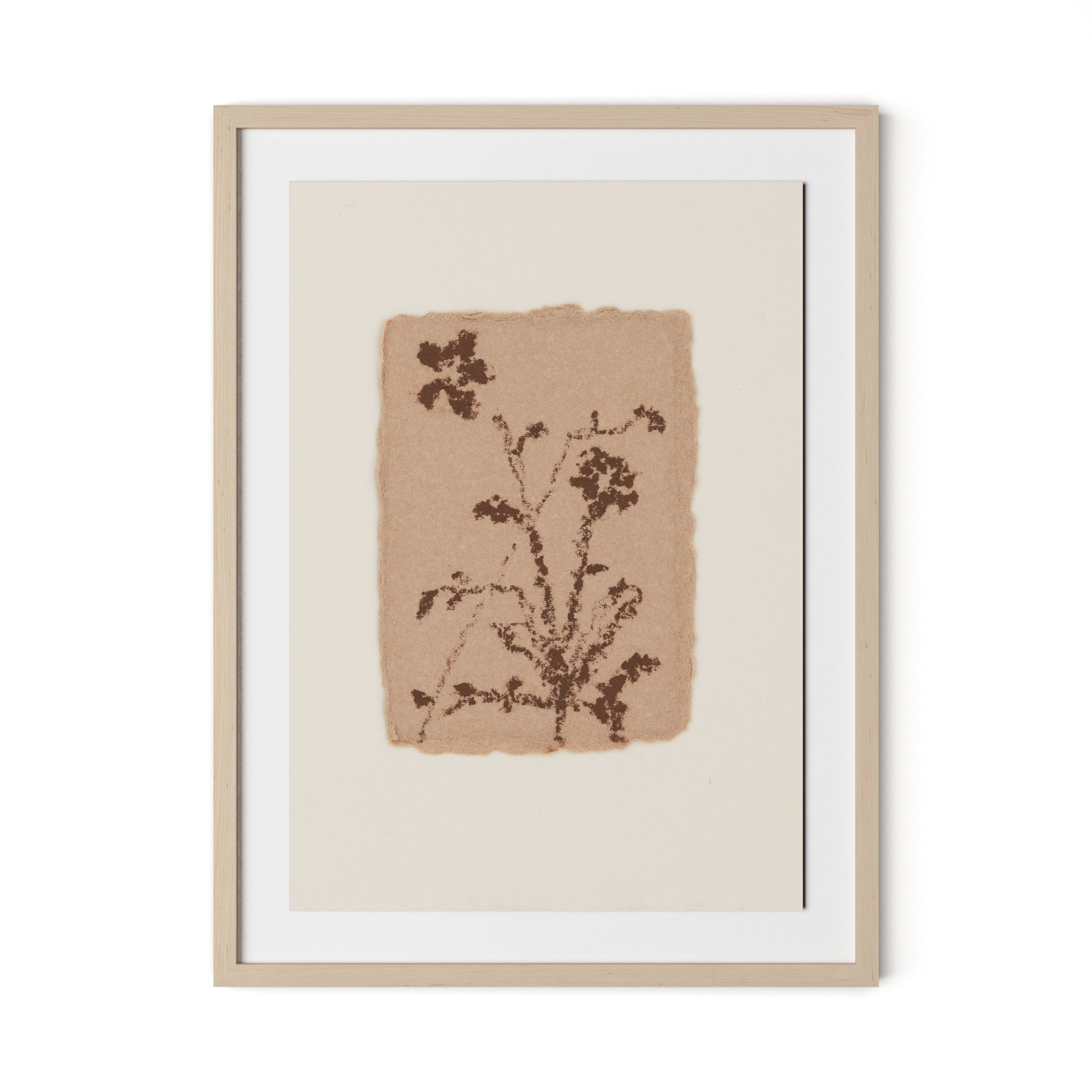 Petal and Water Green Abstract Framed Paper / 24 x 32 in / Natural Maple