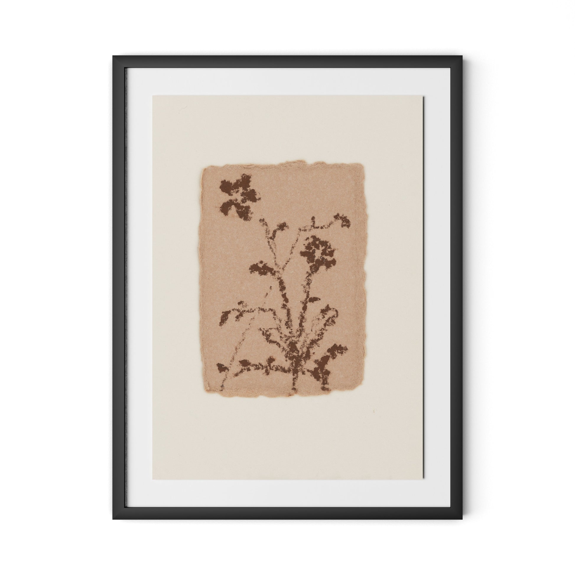 Petal and Water Green Abstract Framed Paper / 24 x 32 in / Black