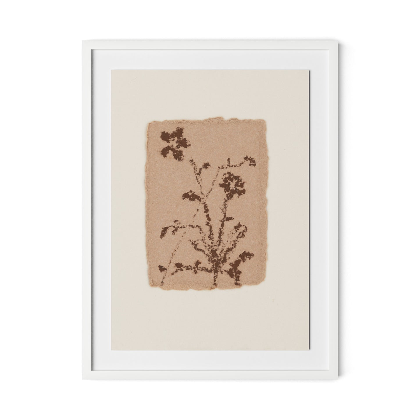 Petal and Water Green Abstract Framed Paper / 24 x 32 in / White