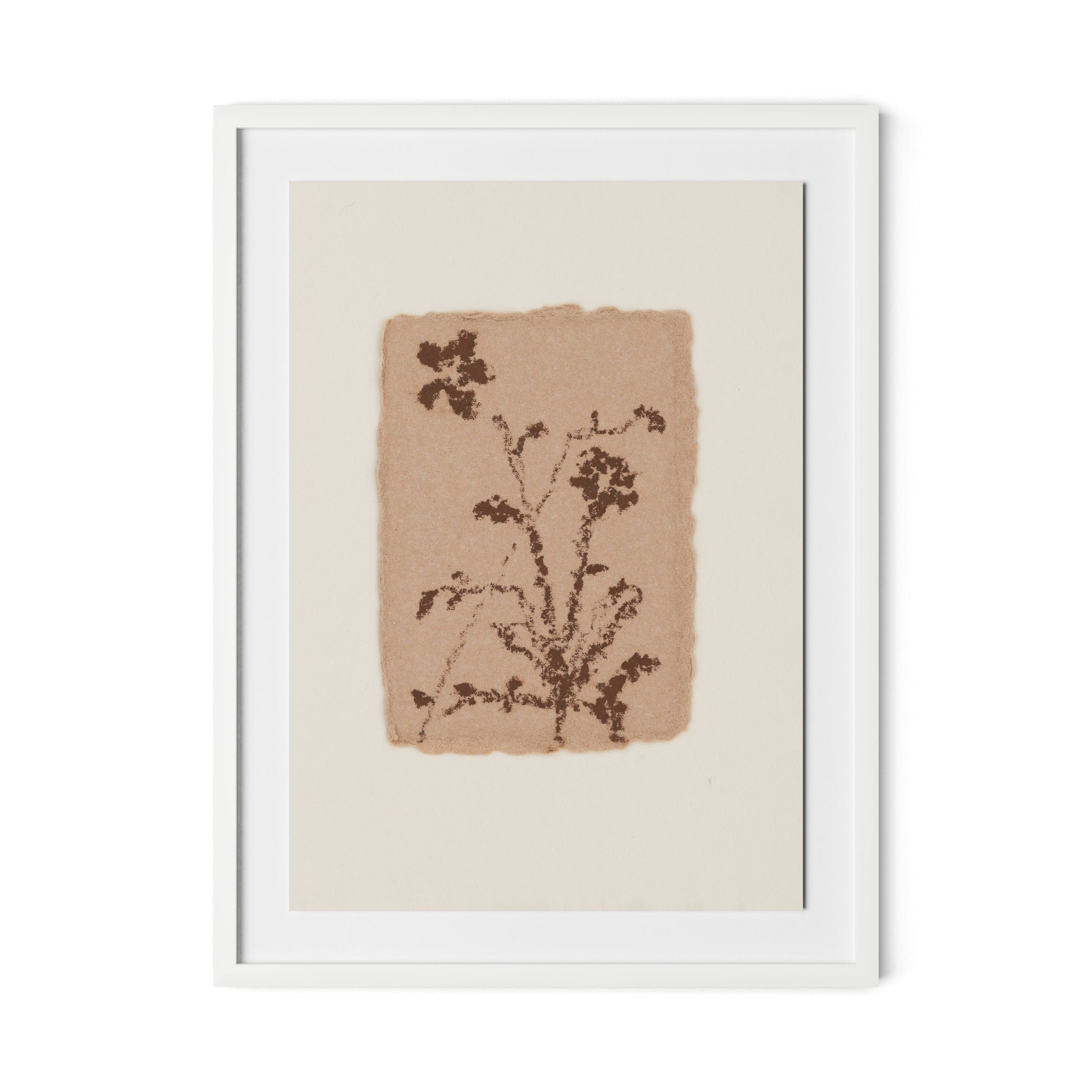 Petal and Water Green Abstract Framed Paper / 24 x 32 in / White