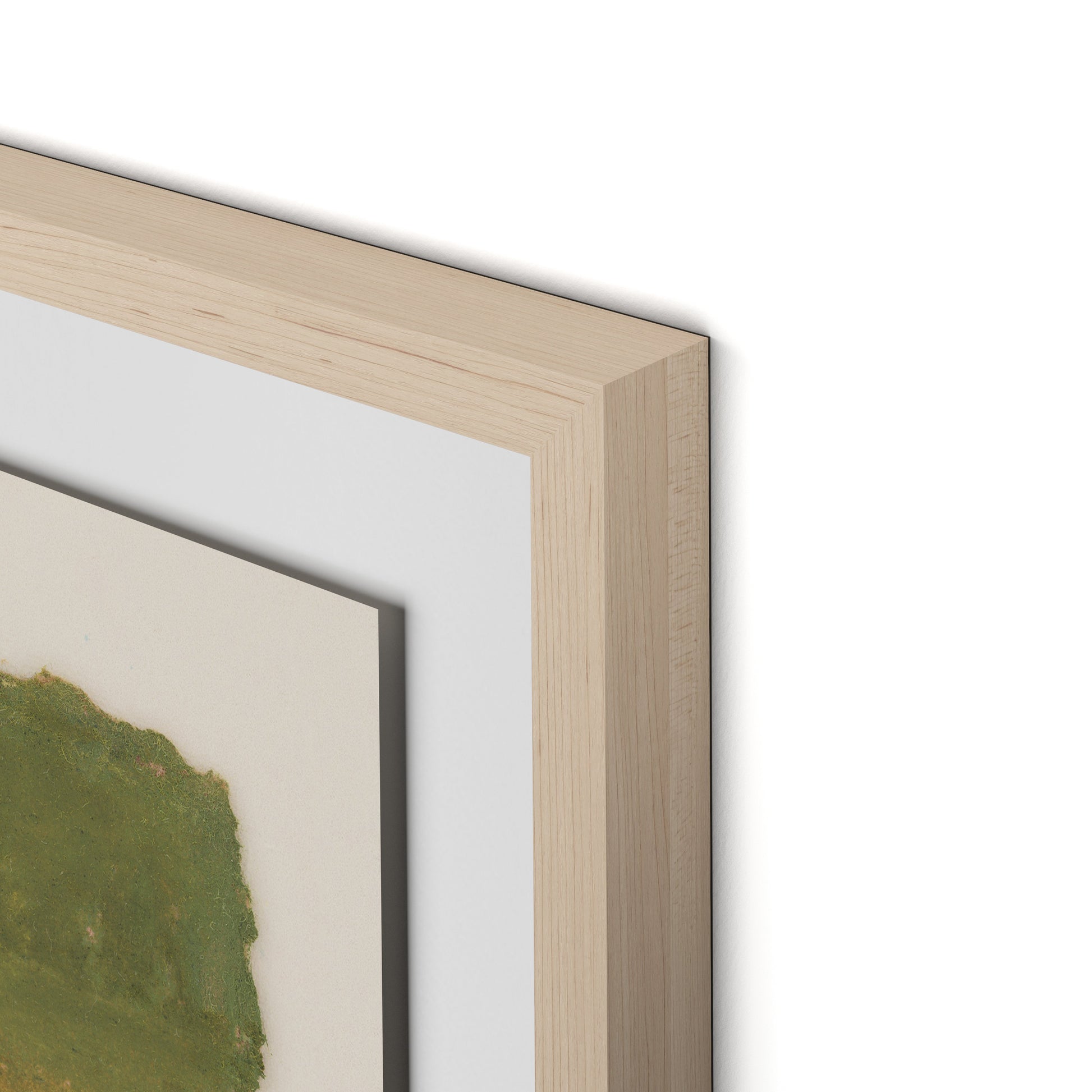 Morning Pink, Night Green Abstract Framed Paper / 24 x 32 in / Natural Maple