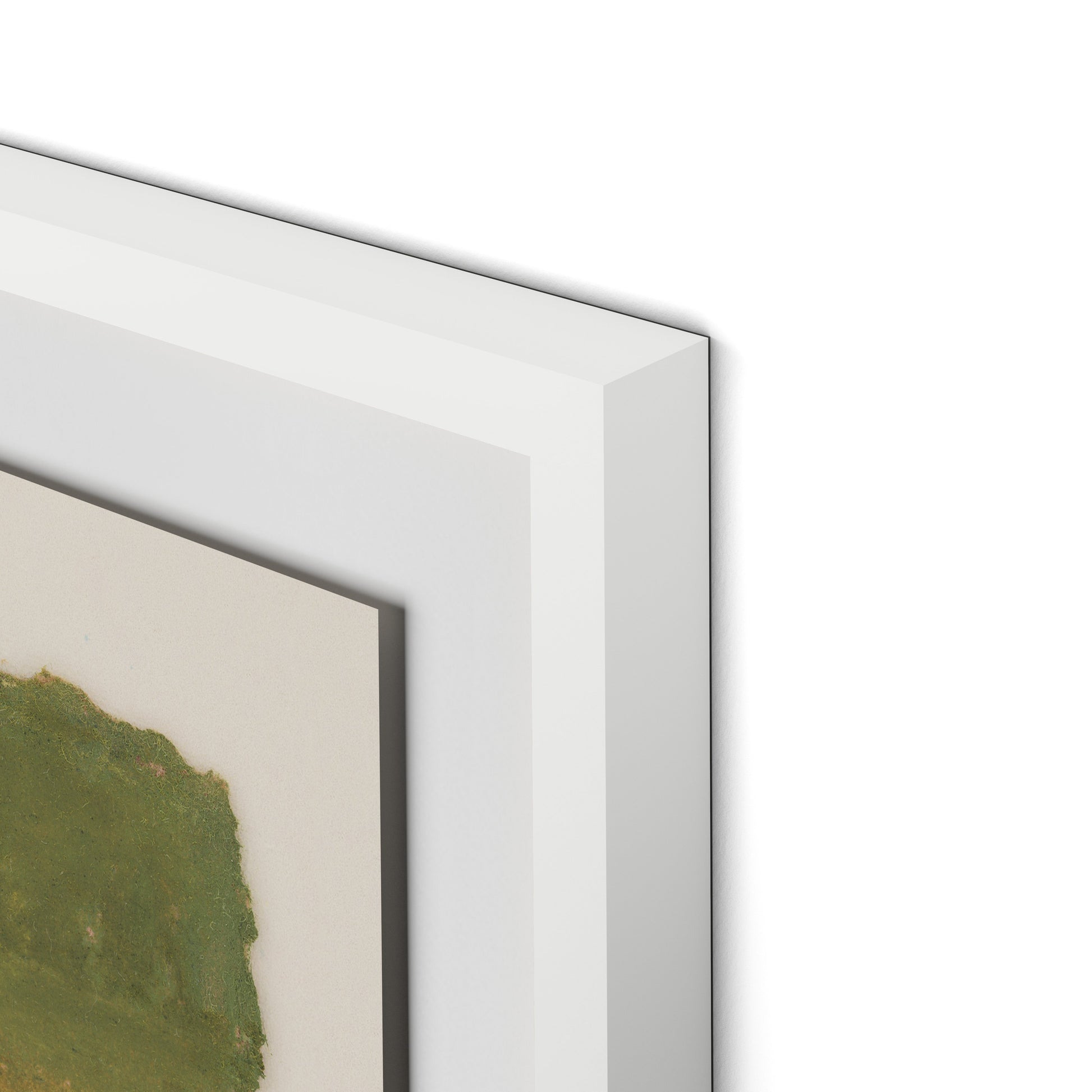 Morning Pink, Night Green Abstract Framed Paper / 24 x 32 in / White