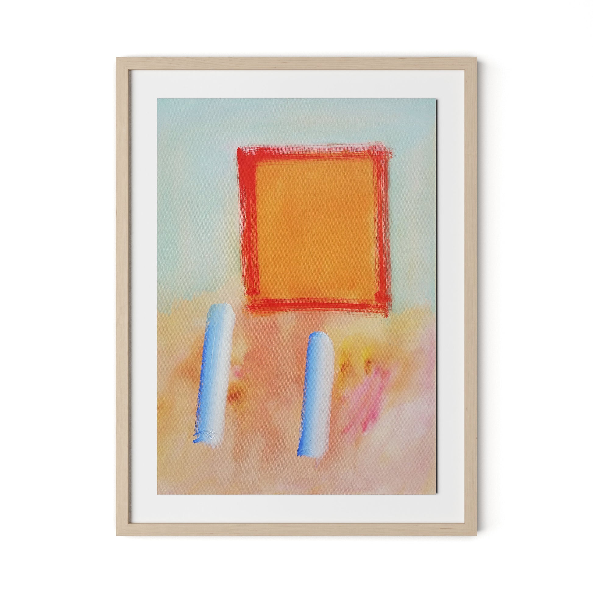 Figures in a Souk B Framed Paper / 24 x 32 in / Natural Maple