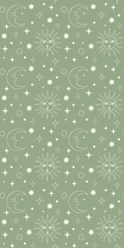 Image of Celestial Skies in Sage Wallpaper