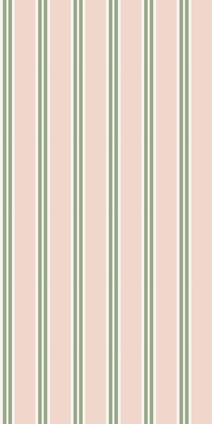 Image of Charlie Stripe in Blush/Leaf Wallpaper