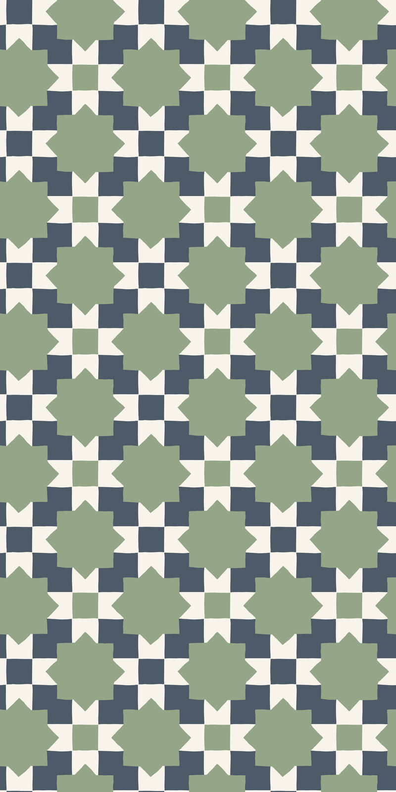 Checkerboard Geo in Navy/Moss color