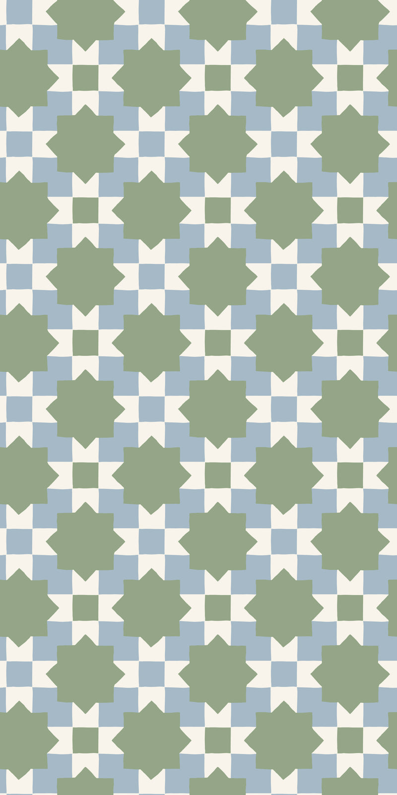 Checkerboard Geo in Powder/Moss color
