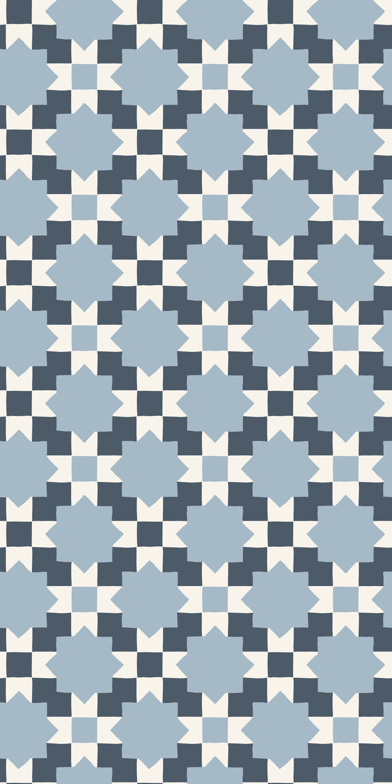 Checkerboard Geo in Powder/Navy color