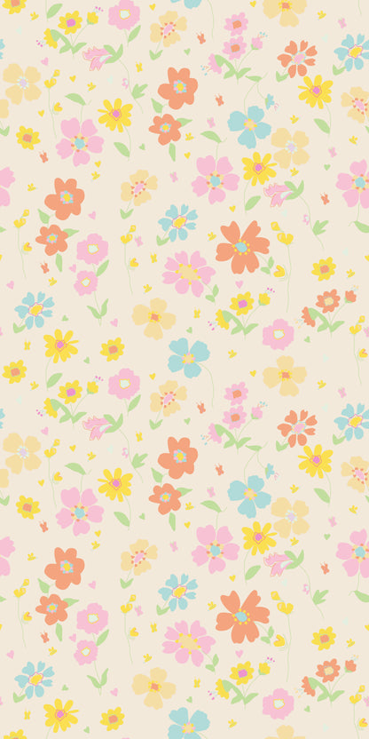 Image of Childhood Floral in Pastel Wallpaper