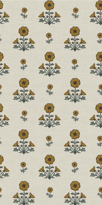 Image of Cosmo Block Print in Mustard/Light Tan Wallpaper