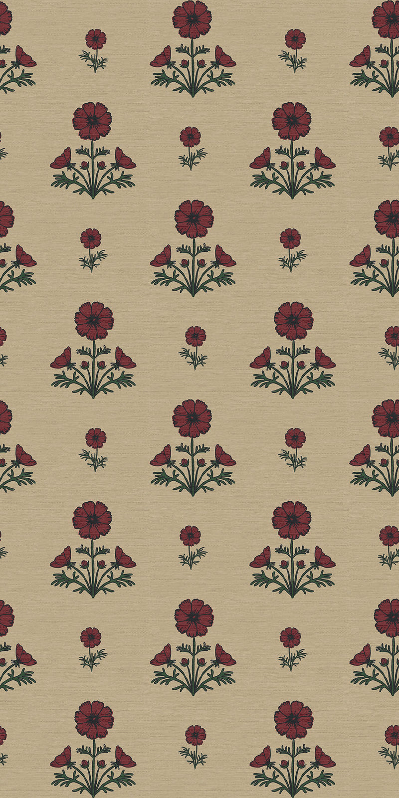 Cosmo Block Print in Red/Dark Tan color