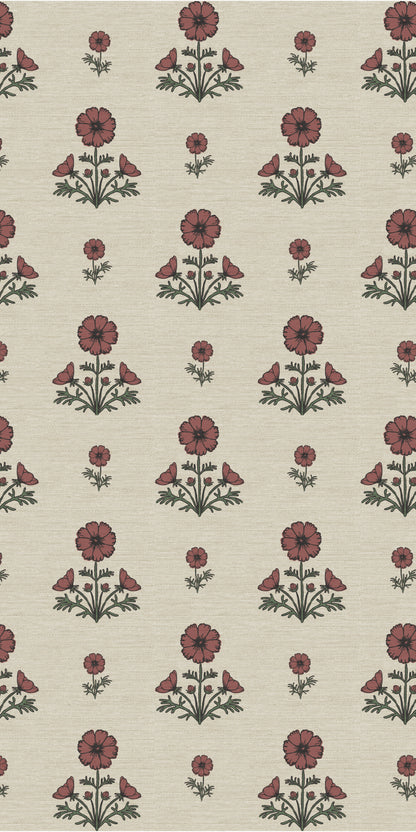 Image of Cosmo Block Print in Pink/Light Tan Wallpaper