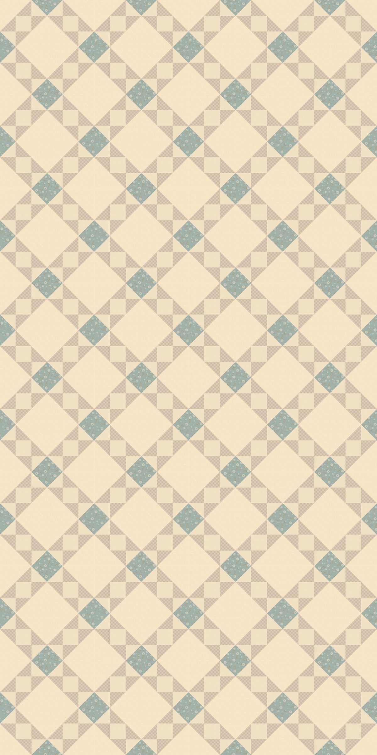 Country Quilt Wallpaper in Tan/Blue, image 2