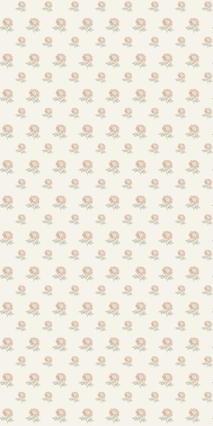 Image of Ditzy Floral in Antique White/Burnt Orange Wallpaper