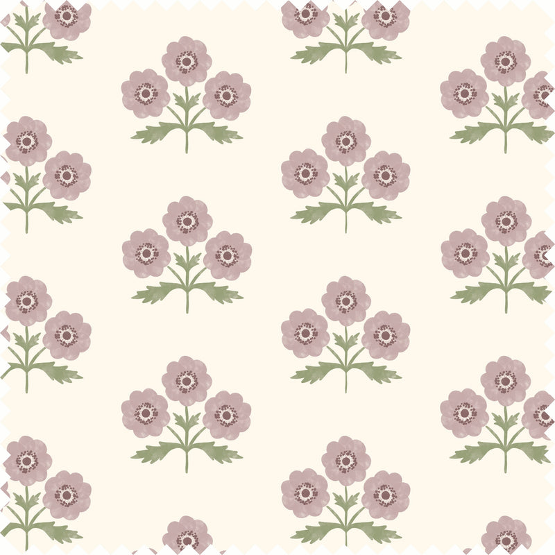 Field Floral Sheer Fabric in Mulberry color